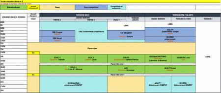 Horaires saison 2024-2025